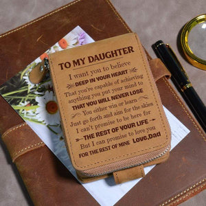 Dad To Daughter - Genuine Premium Leather Zipper Card Wallet