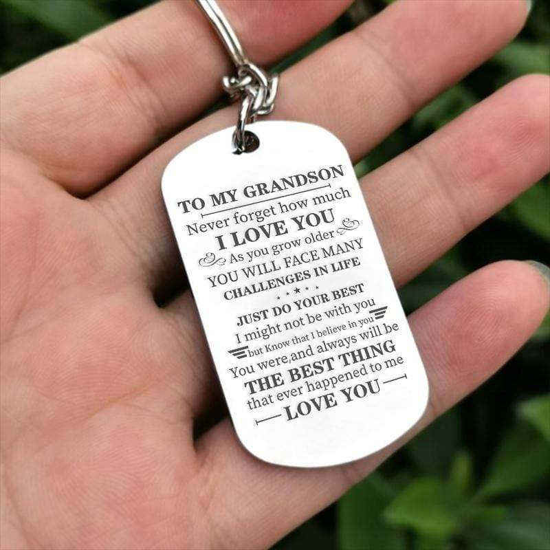 To My Grandson - Just Do Your Best - Inspirational Keychain