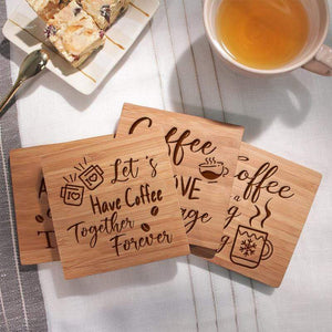 Set of 4 Engraved Coffee Coasters - Gift For Family and Friend