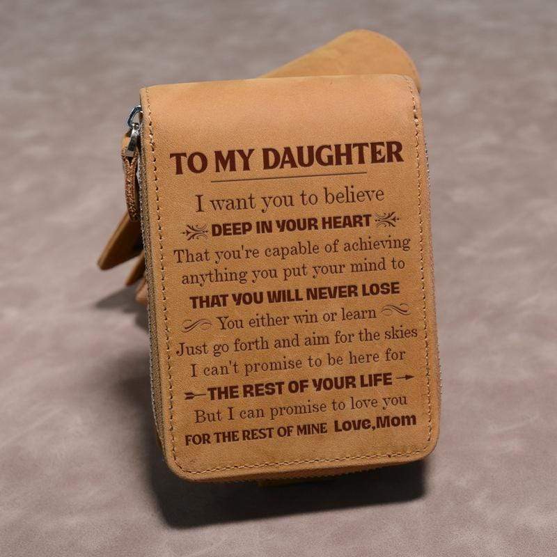 Mom To Daughter - Genuine Premium Leather Zipper Card Wallet