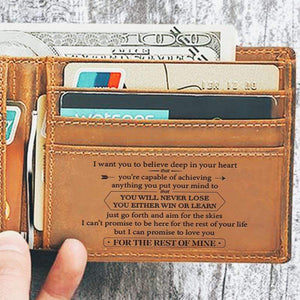 To My GrandSon - Genuine Premium Leather Bifold Card Wallet