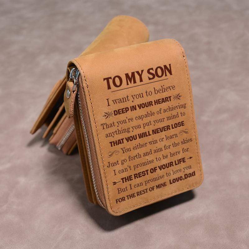 Dad To Son - Genuine Premium Leather Zipper Card Wallet