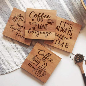 Set of 4 Engraved Coffee Coasters - Gift For Family and Friend