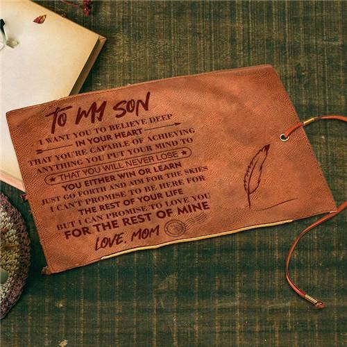 Mom To Son - Never Lose - Leather Pencil Case