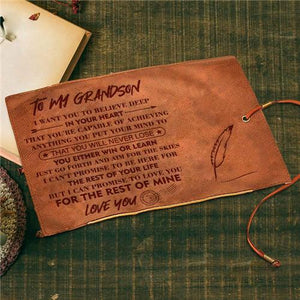 To My Grandson - Never Lose - Leather Pencil Case