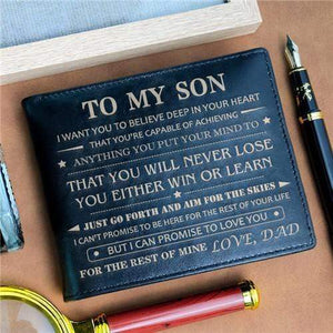Dad To Son - Never Lose - Black Genuine Leather Wallet