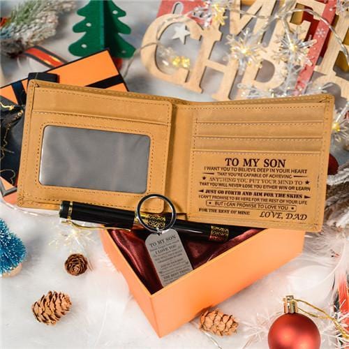 Dad To Son - Never Lose - Wallet Keychain Pen Gift Set