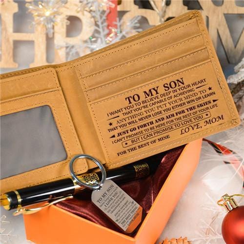 Mom To Son - Never Lose - Wallet Keychain Pen Gift Set