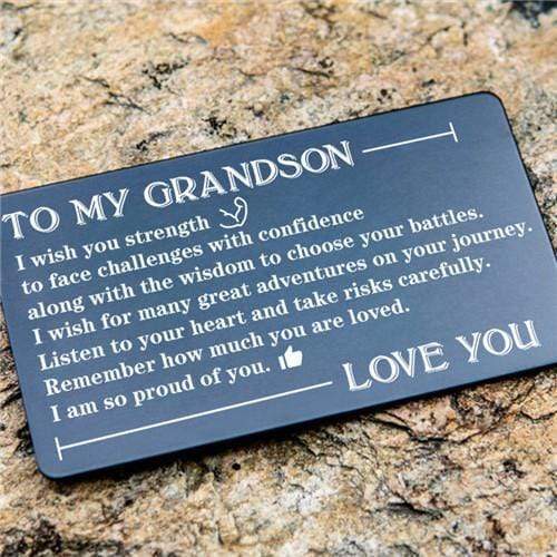 To My Grandson - Listen To Your Heart - Engraved Wallet Card